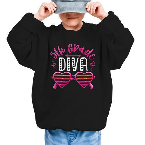 Women's 5th Grade Diva Back To School Fifth Grade For Girls Graphic Kid Sweatshirt - Savourry