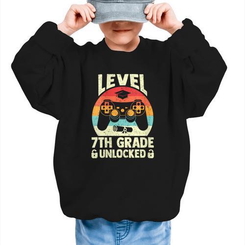 Women's Level 7th Grade Unlocked Back To School 7th Grade Boys Graphic Kid Sweatshirt - Savourry