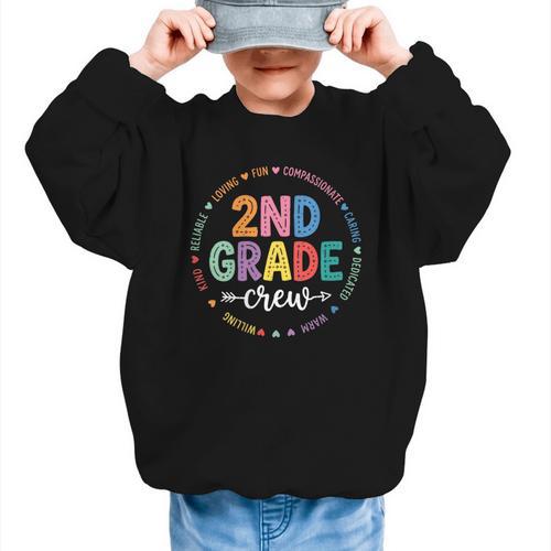 Women's Second 2ND Grade Crew Back To School Kids Students Tee Graphic Kid Sweatshirt - Savourry