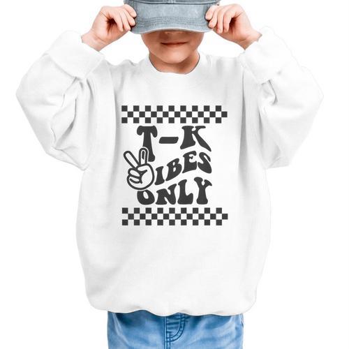 1st Day Of TK Vibes Only Retro Girls Back To School T K Boys Graphic Kid Sweatshirt - Savourry