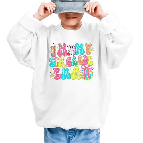 In My 5th Grade Era Coquette Bow Back To School Fifth Grade Graphic Kid Sweatshirt - Savourry