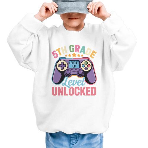 5th Grade Level Unlocked Shirt – Gamer Back To School Performance Graphic Kid Sweatshirt - Savourry