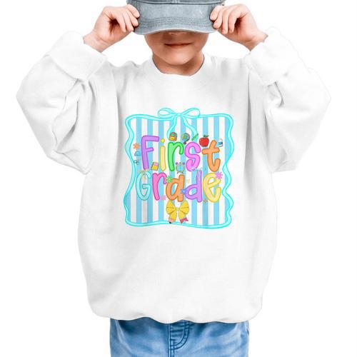 Back To School First Grade For Teen Girls Bow 1st Grade Kids Graphic Kid Sweatshirt - Savourry
