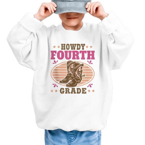 Back To School Howdy Fourth Grade Girls Graphic Kid Sweatshirt - Savourry