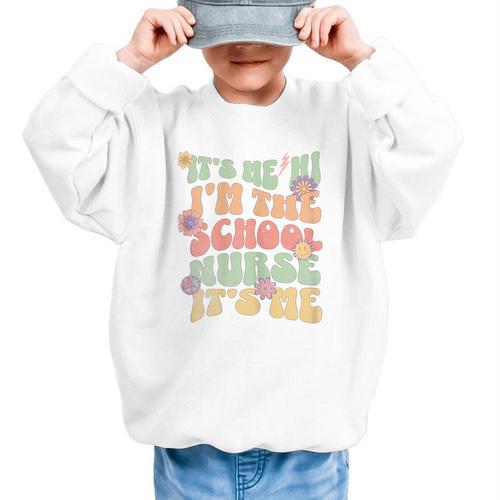 Back To School Nurse It's Me Hi I'm The School Nurse Graphic Kid Sweatshirt - Savourry
