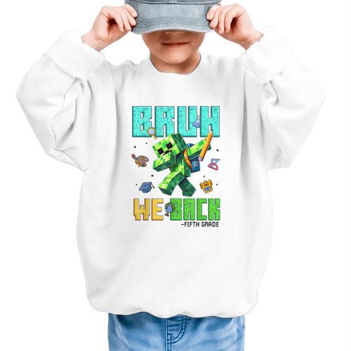 Bruh We Back 5th Grade Back To School Gamer Dabbing Boy Kids Graphic Kid Sweatshirt - Savourry