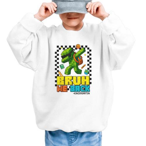 Bruh We Back Kindergarten Back To School Gamer Dabbing Boy Graphic Kid Sweatshirt - Savourry