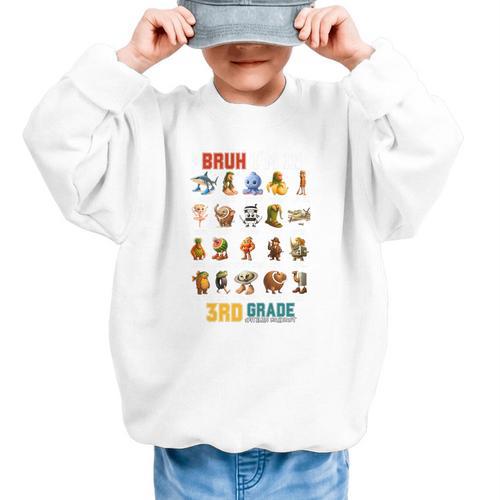 Bruh I’m In 3rd Grade Back To School Italian Brainrot Premium Tri-Blend Graphic Kid Sweatshirt - Savourry