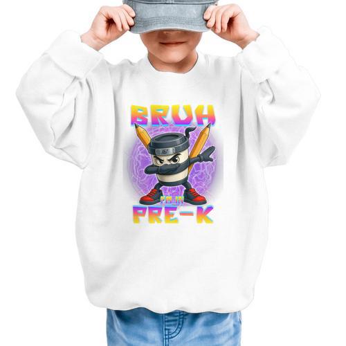 Bruh I'm In Pre-K Back To School Italian Brainrot Premium Tri-Blend Graphic Kid Sweatshirt - Savourry
