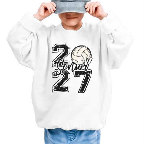 Class Of 2027 Volleyball Senior 2027 Back To School Graphic Kid Sweatshirt - Savourry