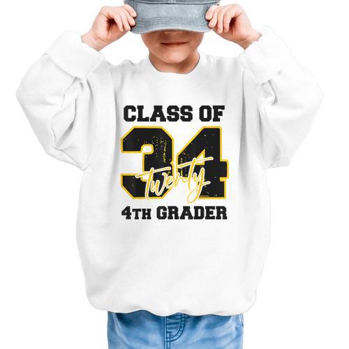 Class Of 2034 4th Grader Elementary School Back To School Graphic Kid Sweatshirt - Savourry