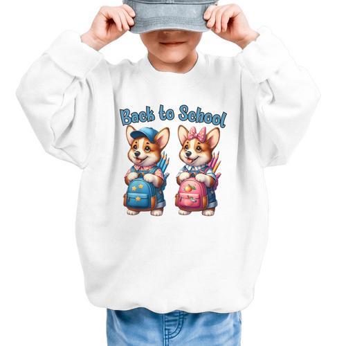 Corgi Dog Student To School Happy Back To School Graphic Kid Sweatshirt - Savourry