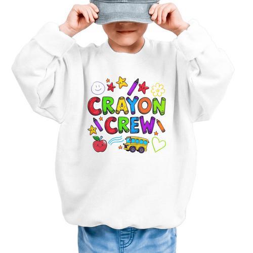 Crayon Crew Cute Back To School Graphic Kid Sweatshirt - Savourry