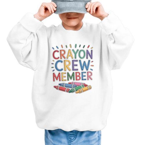 Crayon Crew Member Back To School Coloring Art Classes Graphic Kid Sweatshirt - Savourry