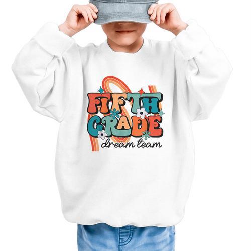 Fifth Grade Dream Team 1st Day Of 5th Grade Back To School Graphic Kid Sweatshirt - Savourry
