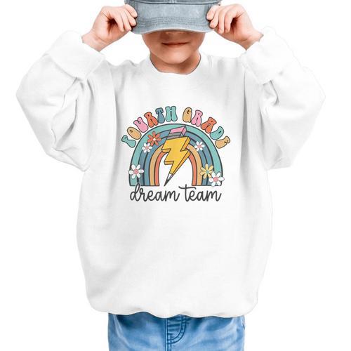 Fourth Grade Dream Team 1st Day Of 4th Grade Back To School Graphic Kid Sweatshirt - Savourry
