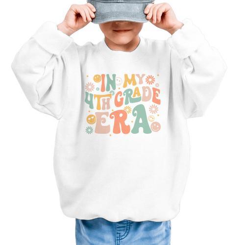 In My Fourth Grade Era Retro 4th Grade Back To School Graphic Kid Sweatshirt - Savourry