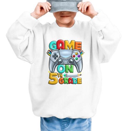 Game On 5th Grade Back To School 5th Grade Level Unlocked Performance Graphic Kid Sweatshirt - Savourry