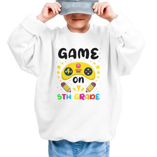 Game On 5th Grade Cute Video Gamer Back To School 20256Kids Graphic Kid Sweatshirt - Savourry