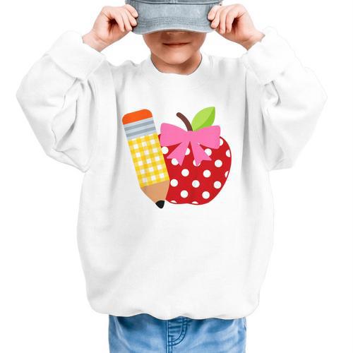 Girls Back To School Apple Toddler First Day Of Preschool Graphic Kid Sweatshirt - Savourry
