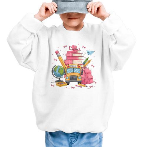 Girls Cute Pink Bows Coquette Aesthetic Back To School Graphic Kid Sweatshirt - Savourry