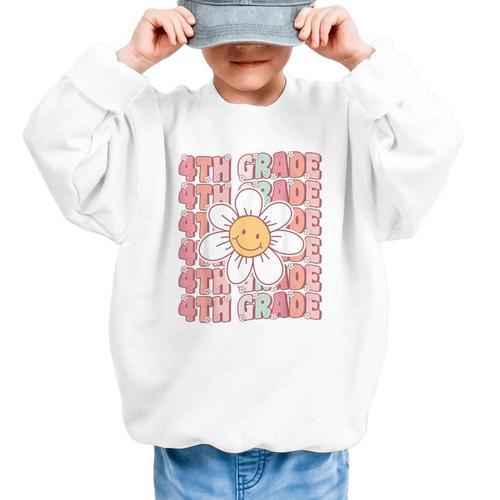 Groovy 4th Grade Back To School First Day Of Fourth Grade Graphic Kid Sweatshirt - Savourry