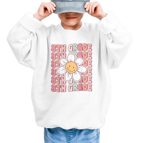 Groovy 8th Grade Back To School First Day Of Eighth Grade Graphic Kid Sweatshirt - Savourry