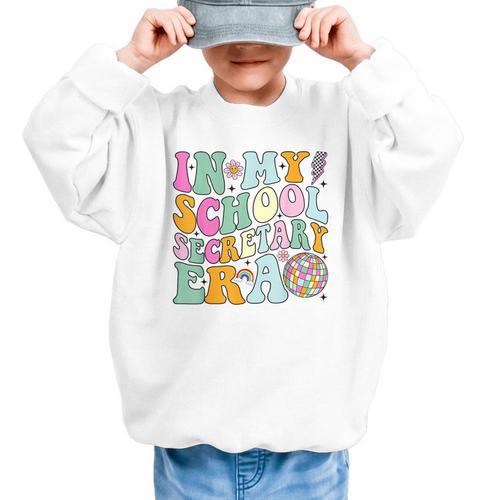 Groovy In My School Secretary Era Back To School Graphic Kid Sweatshirt - Savourry