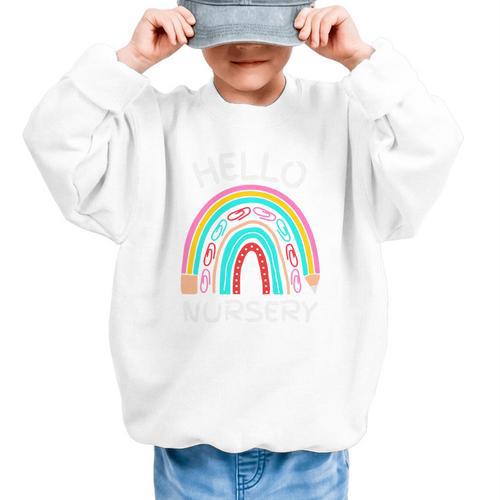 Hello Nursery Pencil Rainbow Back To School Boys Girls Premium Tri-Blend Graphic Kid Sweatshirt - Savourry