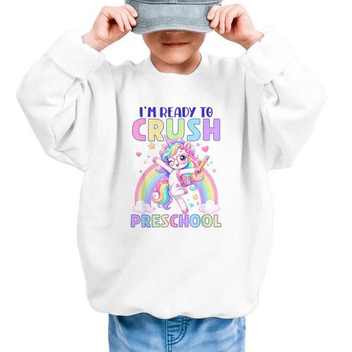 I'm Ready To Crush Preschool Unicorn Girls Back To School Graphic Kid Sweatshirt - Savourry