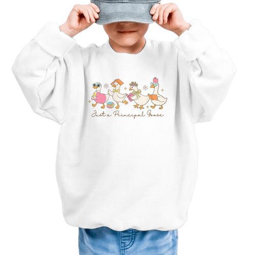 Just a Principal Goose Back To School Silly Goose Principal Graphic Kid Sweatshirt - Savourry