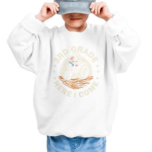 Kids Back To School 3rd Grade Here I Come Motocross Dirt Bike Performance Graphic Kid Sweatshirt - Savourry