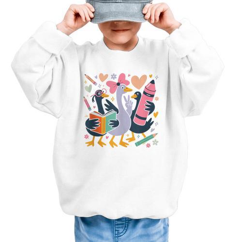 Kindergarten 1st Grade Goose Back To School Girls Graphic Kid Sweatshirt - Savourry