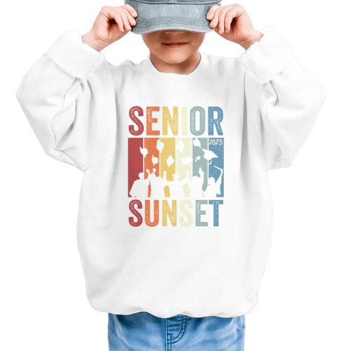 Last First Day Senior Sunset Class Of 2025 Back To School Performance Graphic Kid Sweatshirt - Savourry