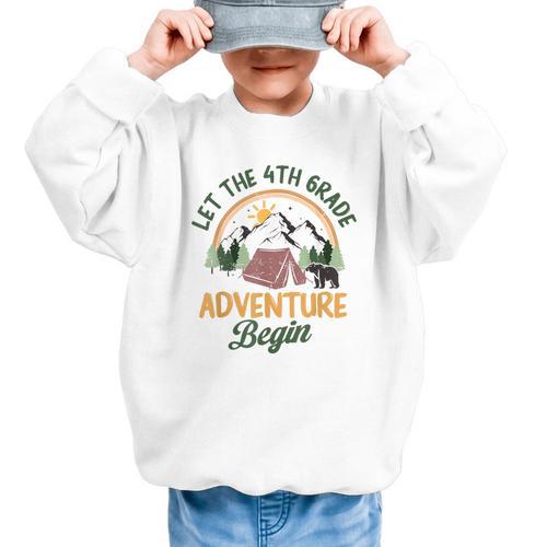 Let The 4th Grade Adventure Begin Camping Back To School Graphic Kid Sweatshirt - Savourry