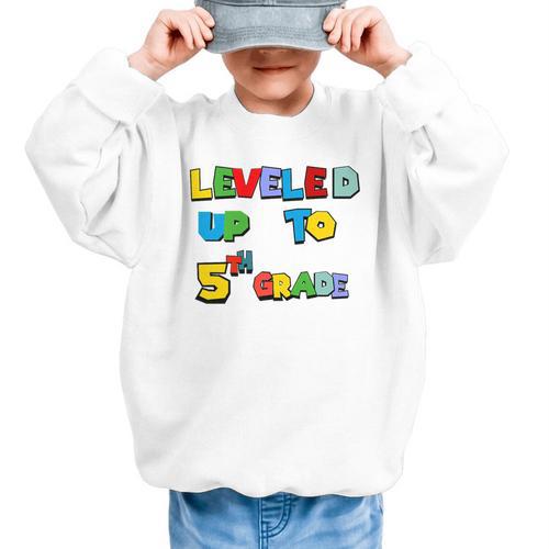 Leveled Up To 5th Grade Back To School Kids Boys Premium Tri-Blend Graphic Kid Sweatshirt - Savourry