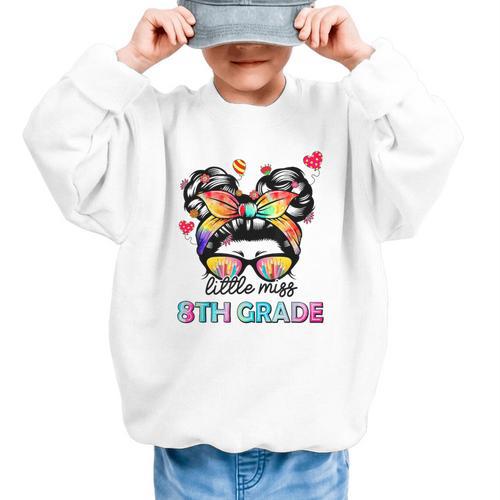 Little Miss Eighth Grade Back To School 8th Grade Girls Graphic Kid Sweatshirt - Savourry
