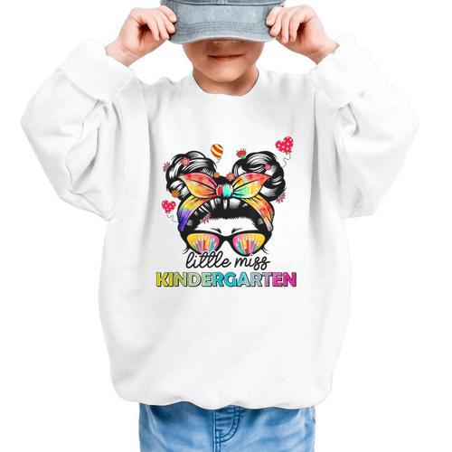 Little Miss Kindergarten Back To School Kindergarten Girls Graphic Kid Sweatshirt - Savourry