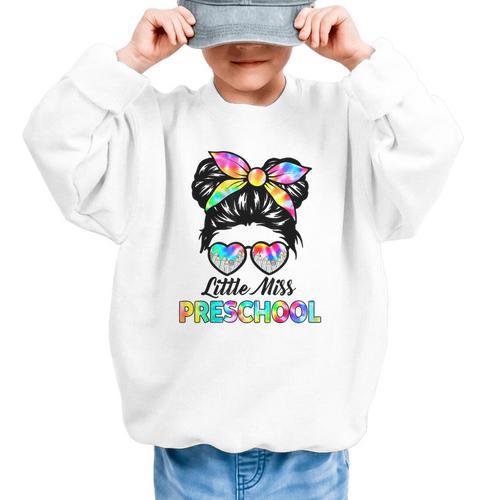 Little Miss Preschool First Day Back To School Girls Kids Graphic Kid Sweatshirt - Savourry