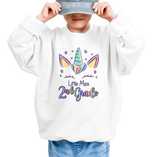 Little Miss Second Grade 2025 2nd Grade Back To School Graphic Kid Sweatshirt - Savourry