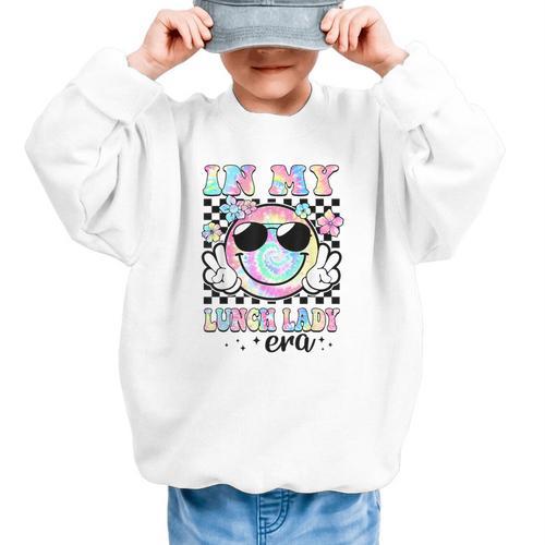 In My Lunch Lady Era Groovy Retro Back To School Graphic Kid Sweatshirt - Savourry