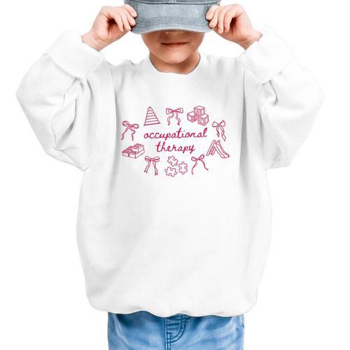 Occupational Therapy Coquette Bow OT COTA Back To School Graphic Kid Sweatshirt - Savourry