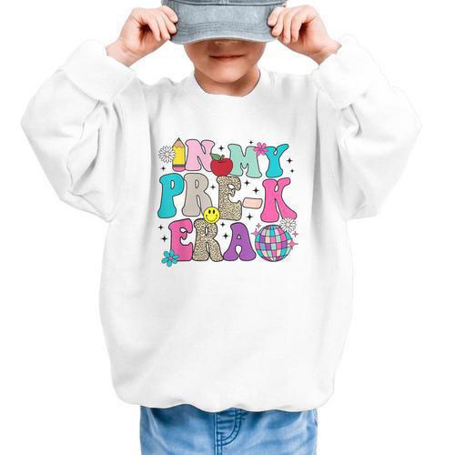 In My Pre-K Era Back To School Retro Groovy Preschool Graphic Kid Sweatshirt - Savourry