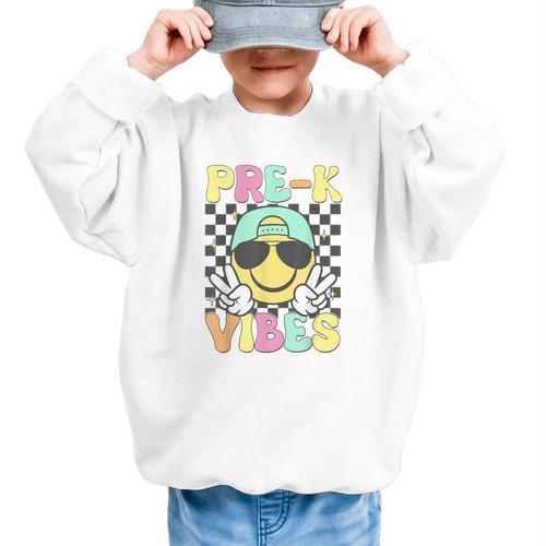 Pre-K Vibes Smile Face Back To School Pre-K Graphic Kid Sweatshirt - Savourry
