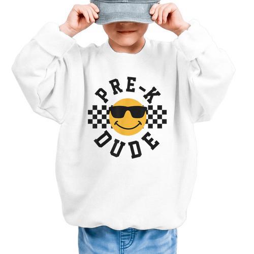 Preschool Dude Back To School Pre-K Students Kids Graphic Kid Sweatshirt - Savourry