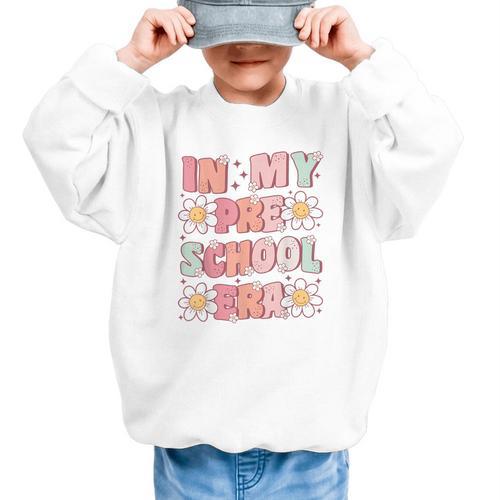 In My Preschool Era Retro Cute Groovy Pre K Back To School Graphic Kid Sweatshirt - Savourry