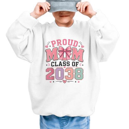 Proud Mom Class Of 2038 Retro Kindergarten Back To School Graphic Kid Sweatshirt - Savourry
