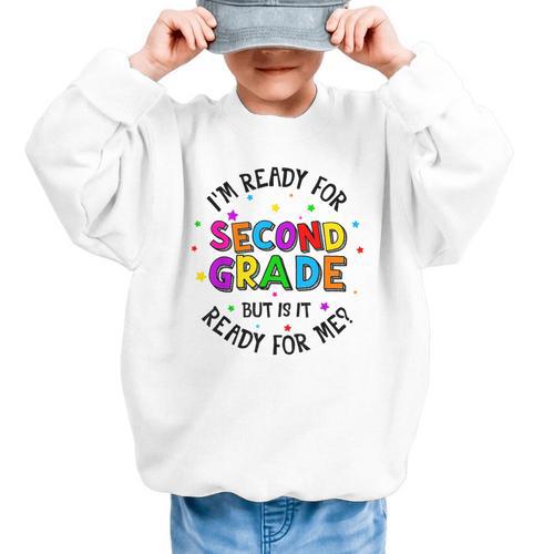 Ready For 2nd Grade But Is It Ready For Me Back To School Graphic Kid Sweatshirt - Savourry