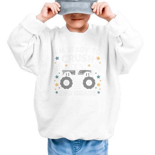Im Ready To Crush 2nd Grade Boy Monster Truck Back To School Graphic Kid Sweatshirt - Savourry