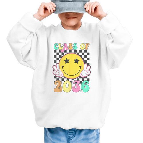 Retro Class Of 2036 Grow With Me Back To School Kindergarten Graphic Kid Sweatshirt - Savourry